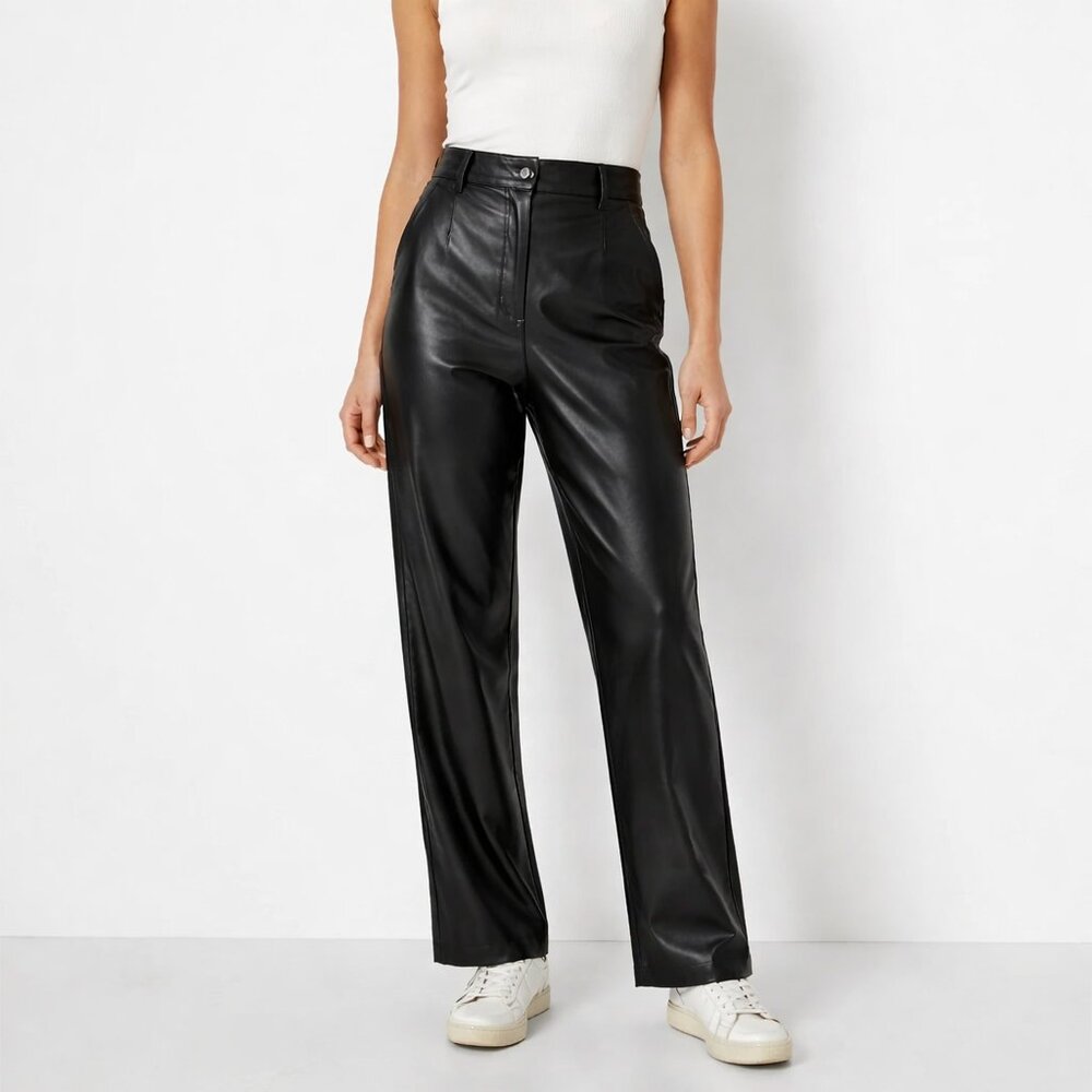 House Of Harlow Faux Leather Modern Boho LA LA Cool Girl Black Pant [size 12]